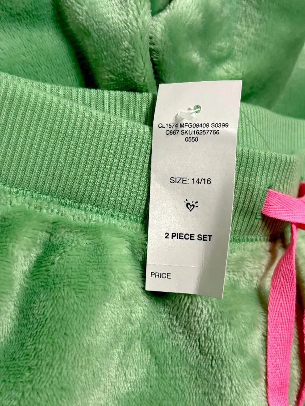 NWT Justice Girls Green Velour Lounge Shorts Size 14/16